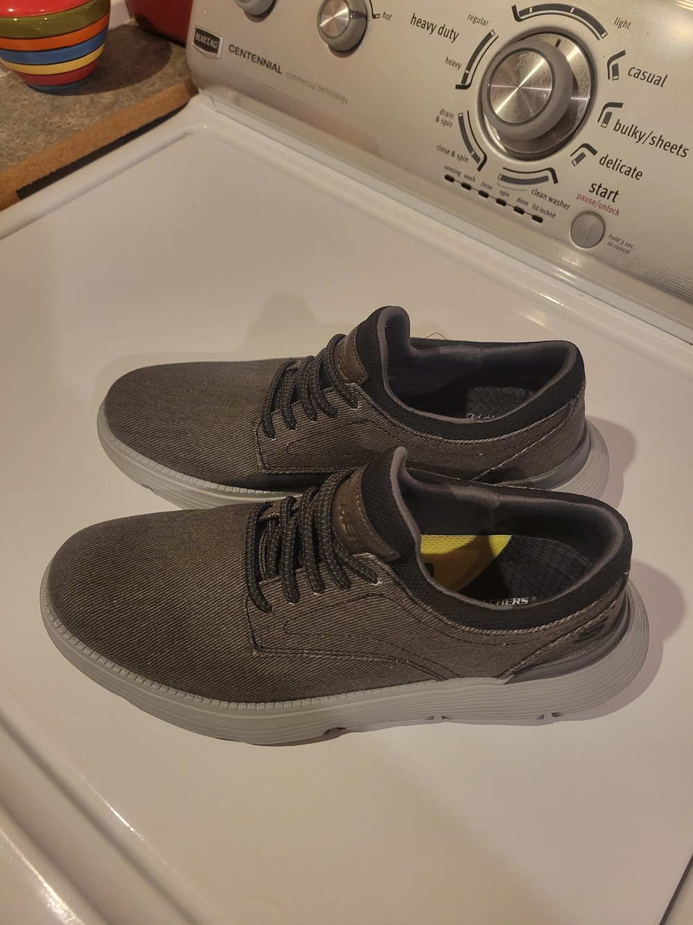 Skechers Men's Gray Canvas Lace-Up Sneakers
